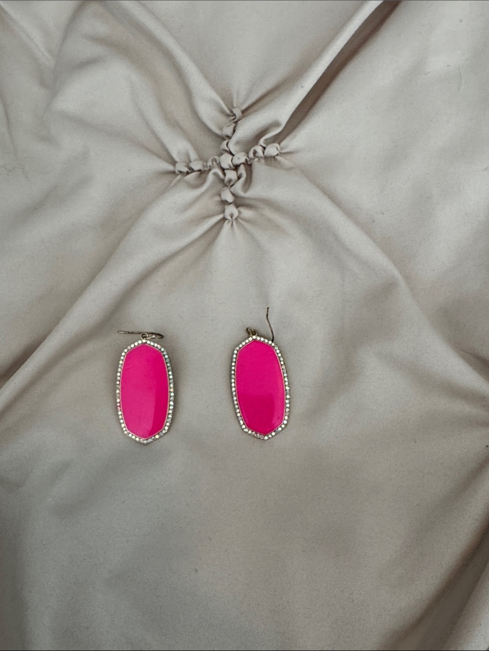Hot Pink Dangle Earrings with Crystal Trim